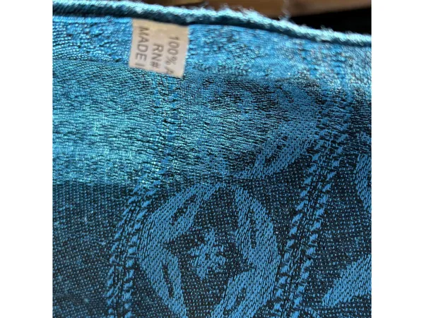Blue and Black Paisley Pattern Acrylic Scarf with Fringe - Image 4