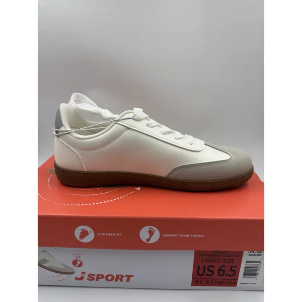 New J Sport Cecily Women’s Sneaker Suede White/Grey Low Top Shoes Size 6.5 US - Image 9