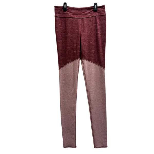 FP Movement Heathered Wine Ribbed Pink Colorblock Evolution‎ Leggings Sz Medium - Image 3