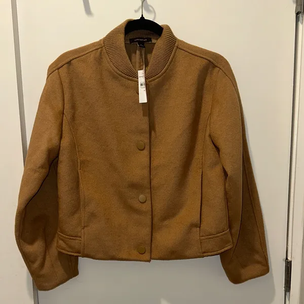 Ann Taylor Snap Front Bomber Tan Jacket - Image 5
