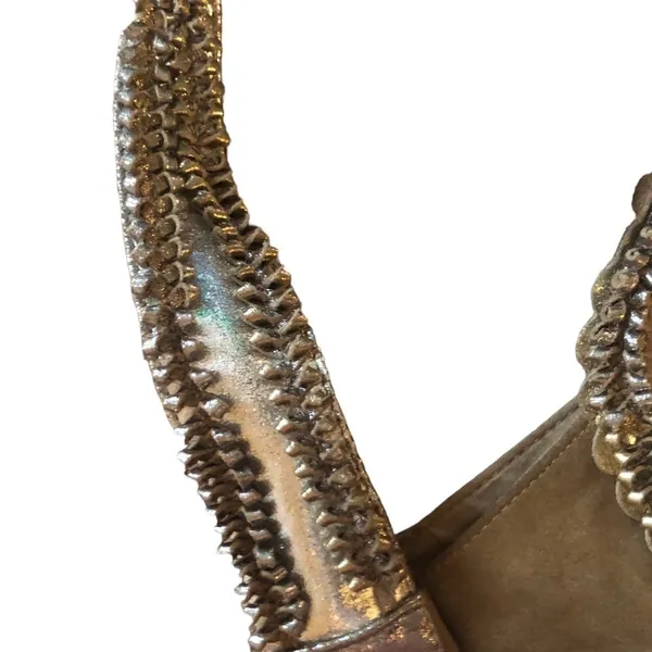 Chico’s Cirque Gold Leather Embellished Hobo Bag Sz. L Unique Braiding 18X12 - Image 5