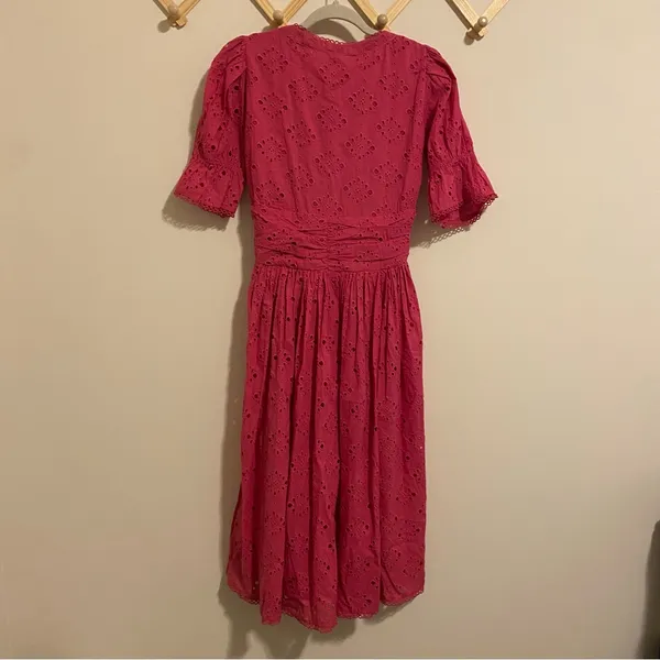 NWT House of Harlow 1960 Pink Eyelet Midi Dress size XS - Image 12