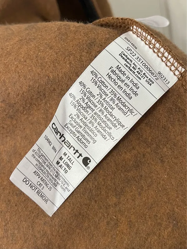 Carhartt FR Flame Resistant Zip Hoodie Brown CAT 3 NFPA 70E Mens Size M Tall - Image 13