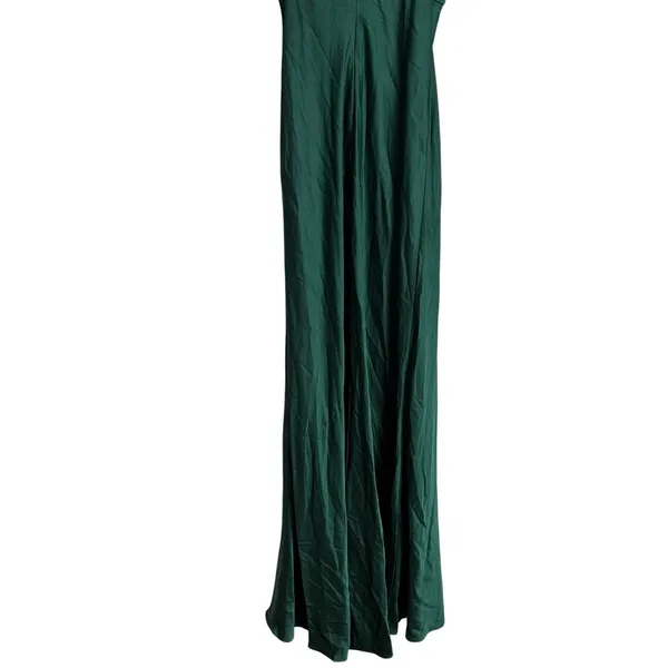 Mac Duggal Emerald Green Long One Shoulder Satin Formal Prom Gown Size 0 - Image 9