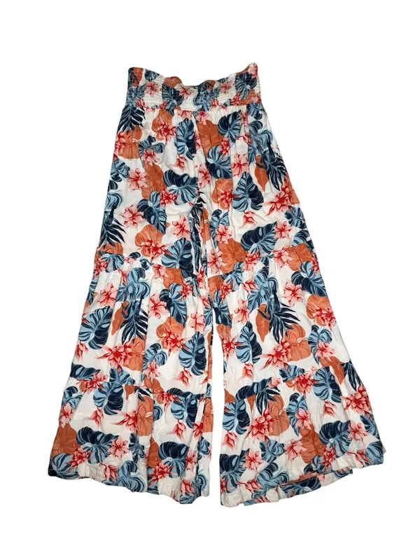 Roxy ✿ Saturated Floral Print Wide Leg Beach Pants ✿ Red White + Blue ✿ Small - Image 4