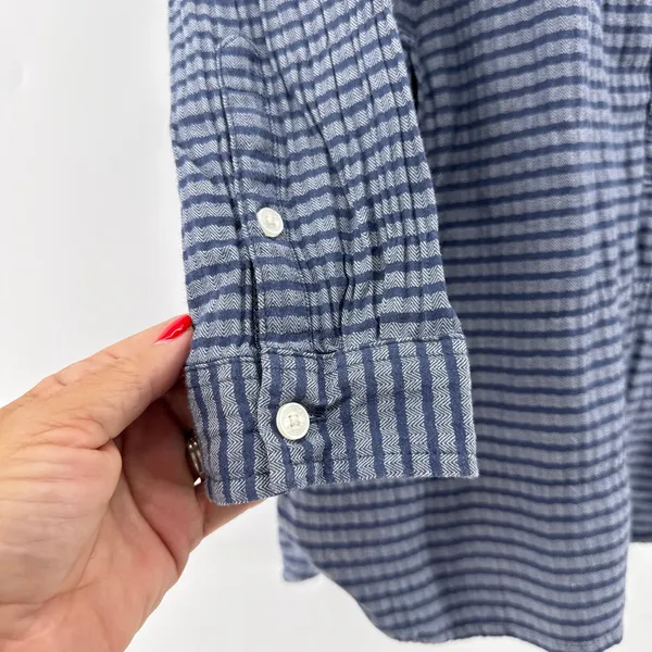 Toad&Co‎ Mixologist Tunic Shirt Womens Small Blue Striped Organic Cotton - Image 4
