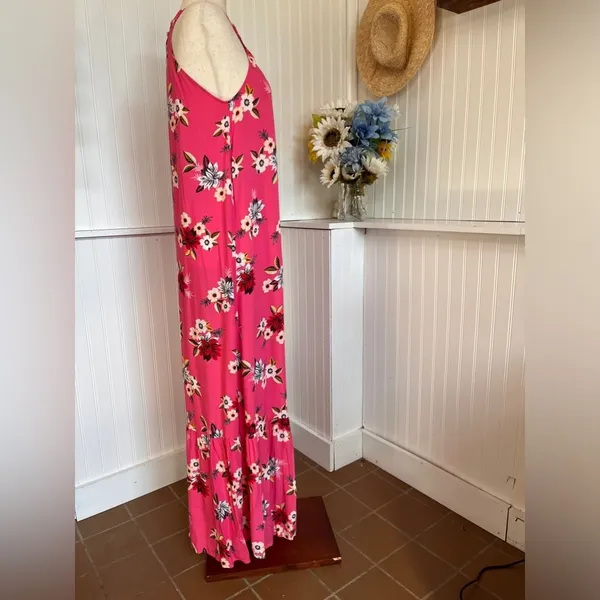 Zinnia Pink Floral Halter Maxi Dress XS NWT - Image 3