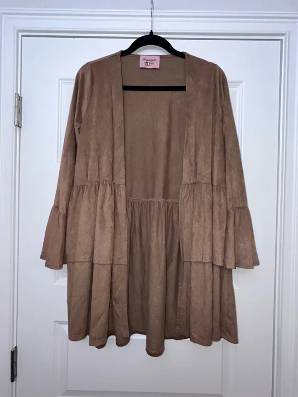 Prominent Fox Boutique Open Front Ruffle Bell Sleeve Boho Western Cardigan Top Size S - Image 4