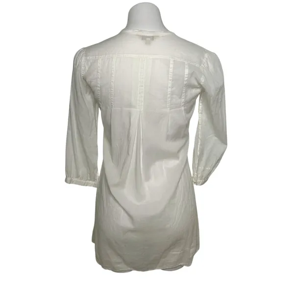 AllSaints White Cotton Pin Tuck V Neck 3/4 Sleeve Tunic Shirt US‎ 4 - Image 2