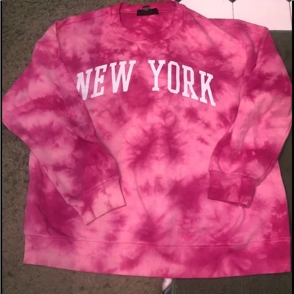 Nwot Forever 21 Hot Pink Tie Dye New York Swearshirt - Image 3