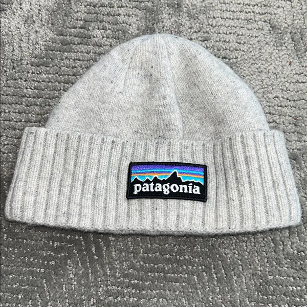 Patagonia Brodeo Beanie Gray Logo Wool Blend Outdoors - Image 2