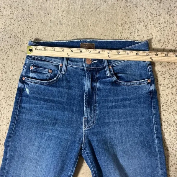 Mother The Insider Crop Step Chew Jeans Dancing On Coals Blue 1417-104‎ Size 26 - Image 7