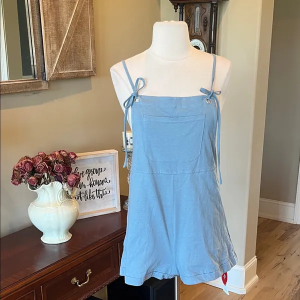 Cider Overall Romper Dusty Blue New - Image 2
