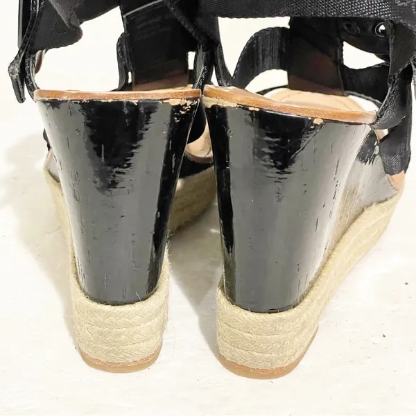 Coach Size 9.5 Black Maryanne Logo Platform Sandal Espadrille Cork Wedge Heels - Image 6