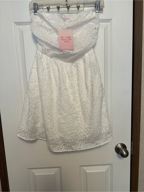 Hello Molly White Strapless Eyelet Mini Sundress - Image 4