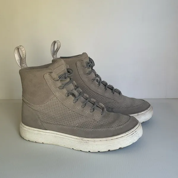 Dr. Martens Kamar Suede High Top Sneakers Women’s 8 Gray Taupe Perforated Boots - Image 4