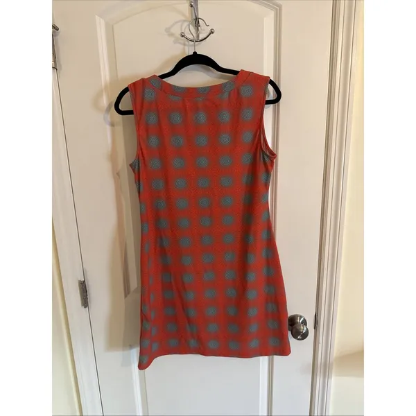 Aryeh Printed Dress Orange & Gray Spiral Sleeveless Shift Dress Size Medium - Image 2