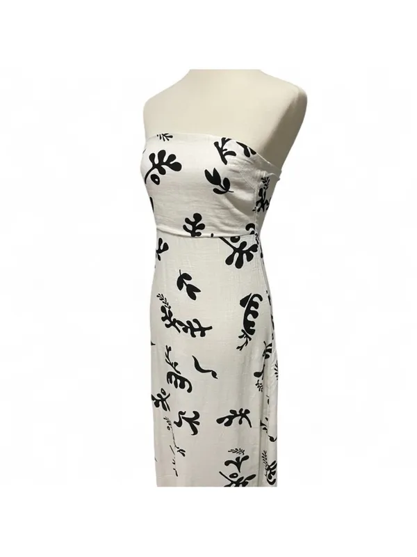 Paper Heart White & Black Floral Linen Maxi Dress - Image 5