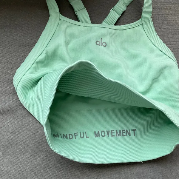Alo Yoga Seamless Ribbed Favorite Bra Tank Spearmint XS - Image 3