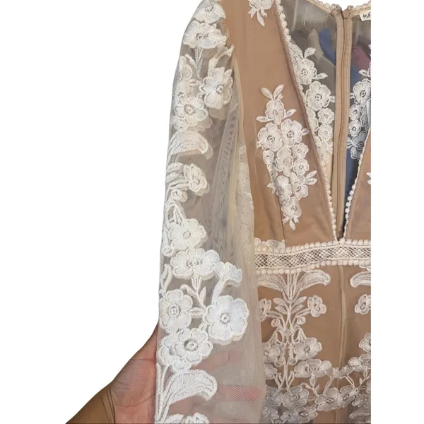 Free People For Love Lemons Temecula Jumpsuit Floral Embroidery Ivory Medium - Image 13
