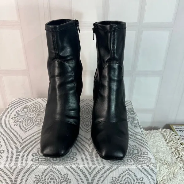 A New Day Tan Almond Toe Side Zip Block Heel Janelle Ankle Dress Bootie Size 11 - Image 2