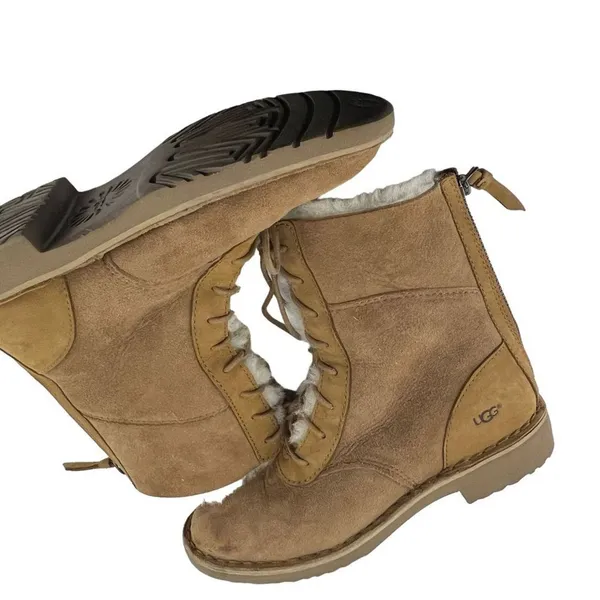 Ugg Daney Suede Wool Lined Lace Up Zipper Back Boots 1017507 Women’s 5.5 - Image 4