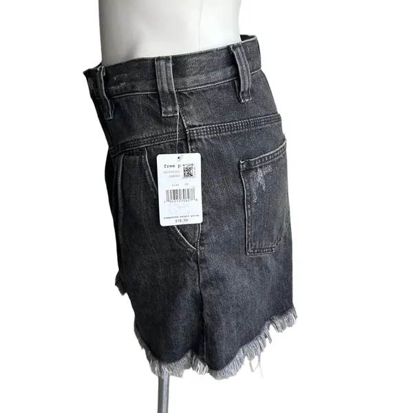 New FREE PEOPLE Sidecar Mini Denim Skirt Sanded Black Grey Size 28 UK10 ($78)‎ - Image 5