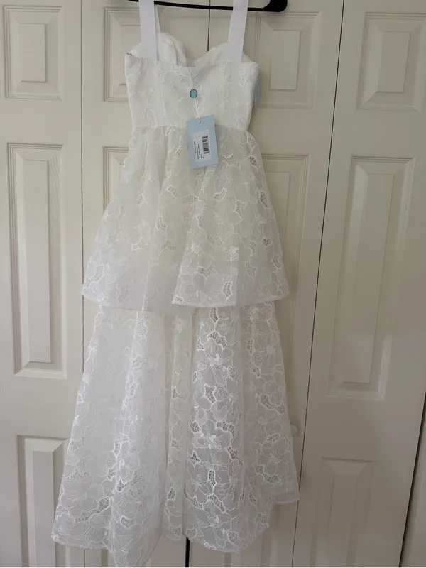 Hill House White Lace Tiered Dress with Sweetheart Bodice - Image 2