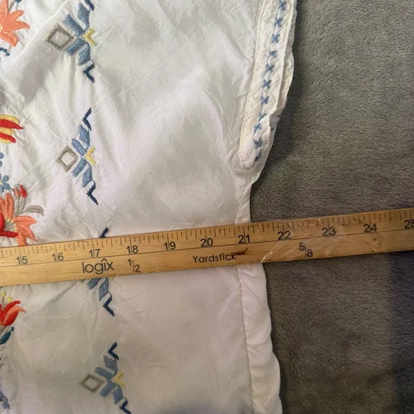 Johnny Was White Embroidered BOHO Oversized Tunic Top Size XS Peasant Festival - Image 8
