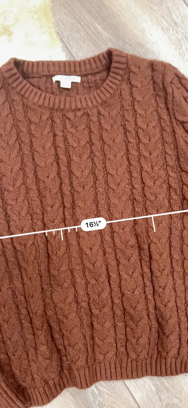 Brown Cable Knit Sweater - Image 3