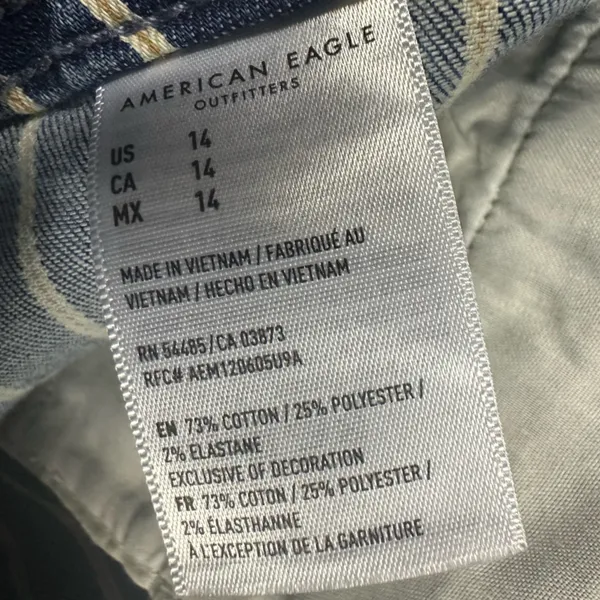 American Eagle Outfitters High Rise Tie Belted Striped Jean Shorts Plus Size 14 - Image 10
