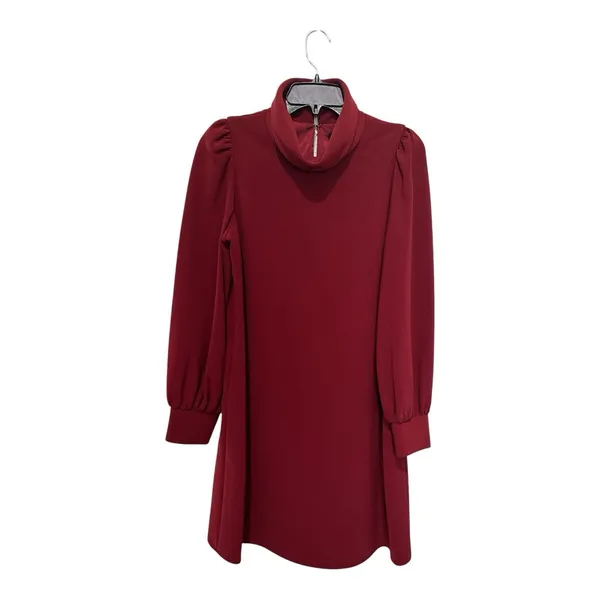 Alex Marie Womens Burgundy Funnel Neck Puff Sleeve Shift Dress 6 - Image 4