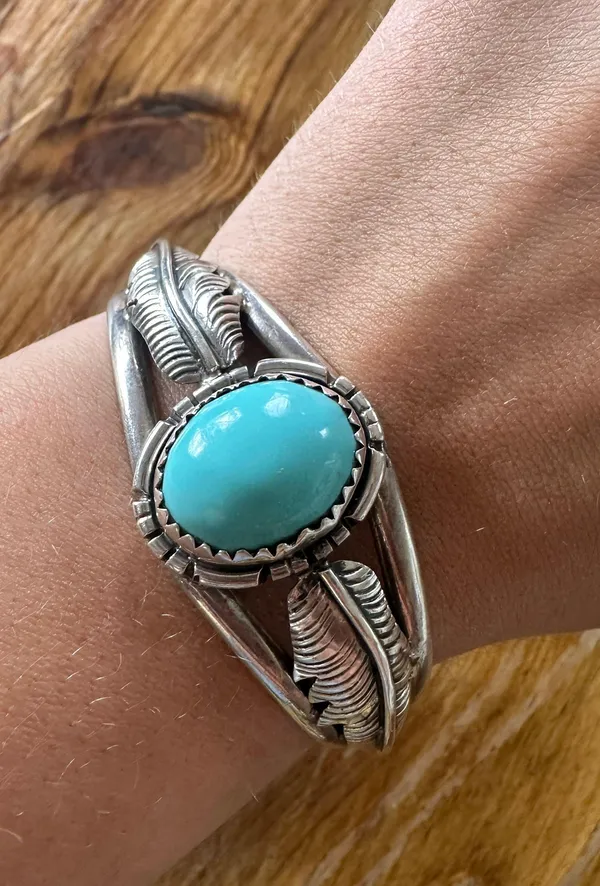 Genuine Silver Turquoise Cuff - Image 3