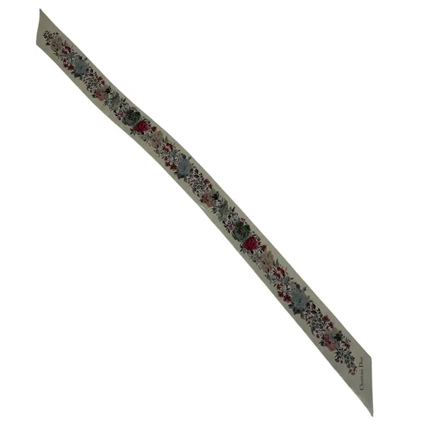 Christian Dior Toile de Jouy‎ Floral Silk Mitzah Scarf Beige Multicolor - Image 7