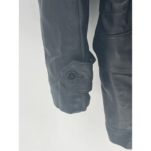 Vintage 90S‎ Black Leather Fields Coat Mens XL toggle Closure, Leather Jacket - Image 9
