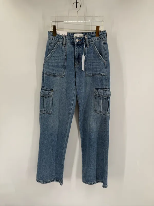 VERVET BY FLYING MONKEY HIGH RISE WIDE LEG CARGO‎ JEANS V3446 size 25 NWT - Image 3