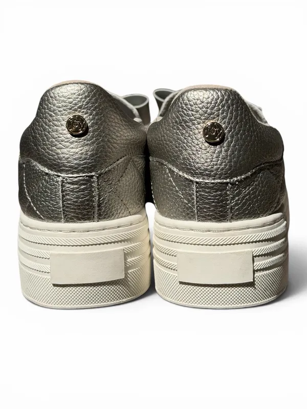 Joy Luxe Genuine Leather Bow Platform Sneakers Orthotic Slip On Pewter‎ 7.5W - Image 5