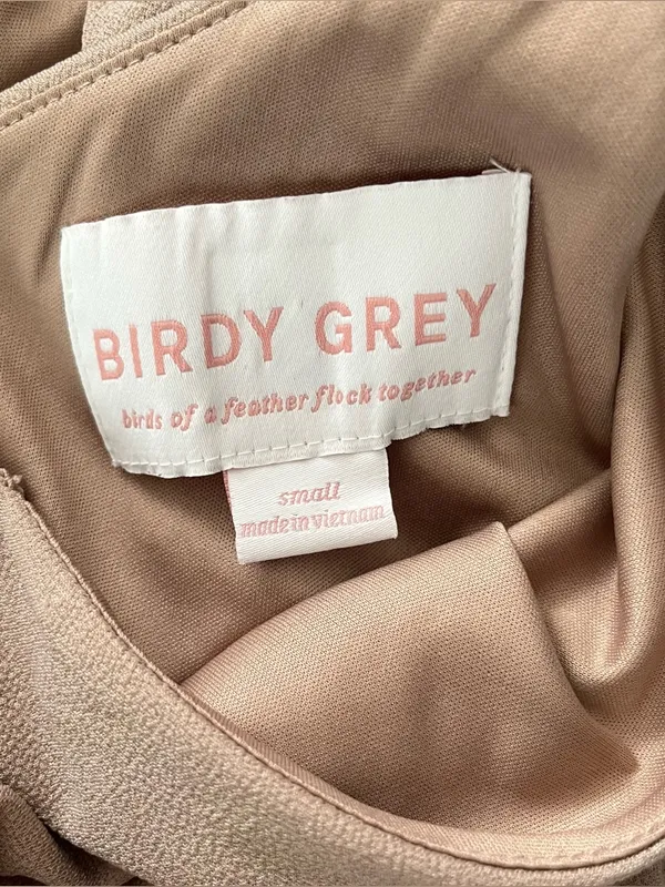 Birdy Grey Kira One Shoulder Bridesmaid Dress Size Small Taupe - Image 9