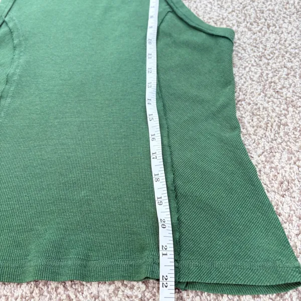 Pilcro Anthropologie Tank Top‎ Womens M Green Mock Neck Ribbed Raw Edge Boho - Image 12
