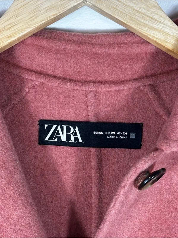 Zara Pink Wool‎ Blend Single Blend Pea Coat Women’s Sz XS - Image 3