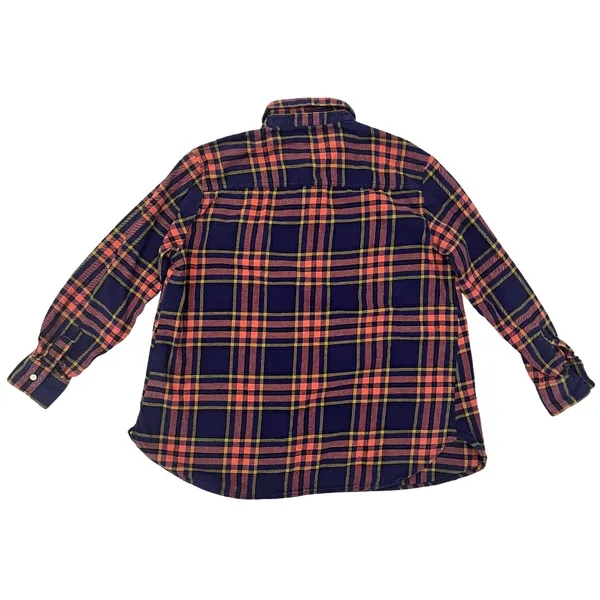 Old Navy Maternity S Utility Flannel Boyfriend Shirt Button Down Dark Star Plaid - Image 3