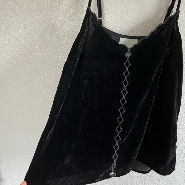 [Maeve] Black Velvet Cut Out Tank Top- XS - Image 4
