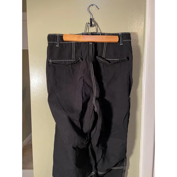 Divided H&M Women's Size 8 Contrast Stitch Baggy Fit Carpenter Jeans Black White - Image 7