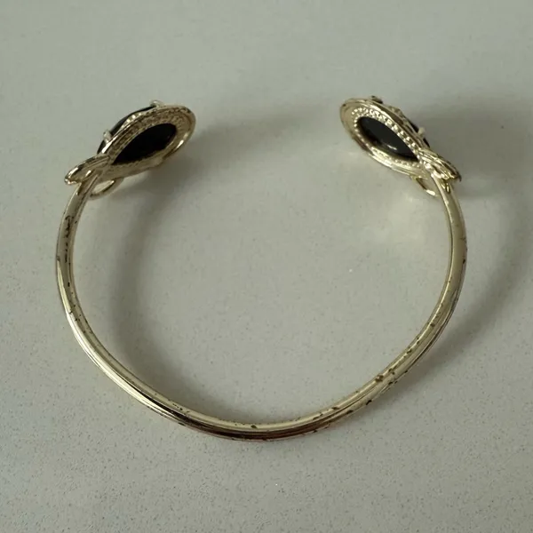 Kendra Scott Andy Bracelet Black Stones and Gold Adjustable Pinch Cuff - Image 5