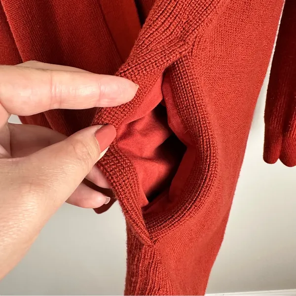 Lululemon Merino Wool Blend Ribbed Long Wrap Sweater Cardigan Cayenne Size 10 - Image 12
