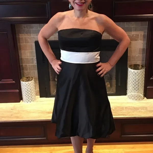 Bill Levkoff Black & White Bridesmaid Dress - Image 2