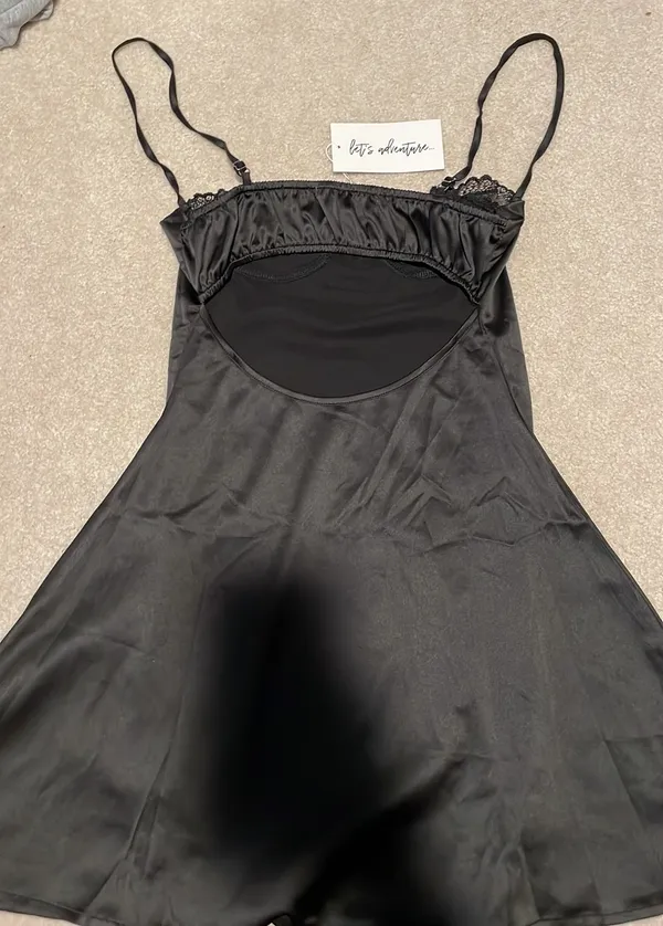 12th Tribe black mini dress satin - Image 2