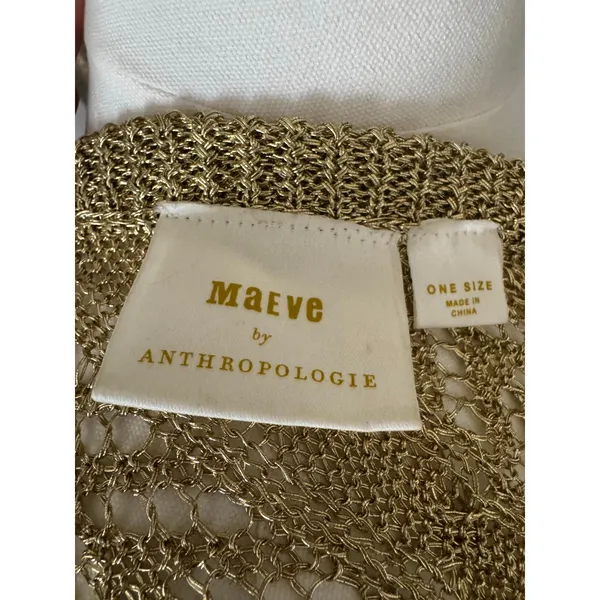 Maeve Gold Crochet Dress/Cover-Up One Size Fits Most - Gorgeous Anthropologie - Image 6