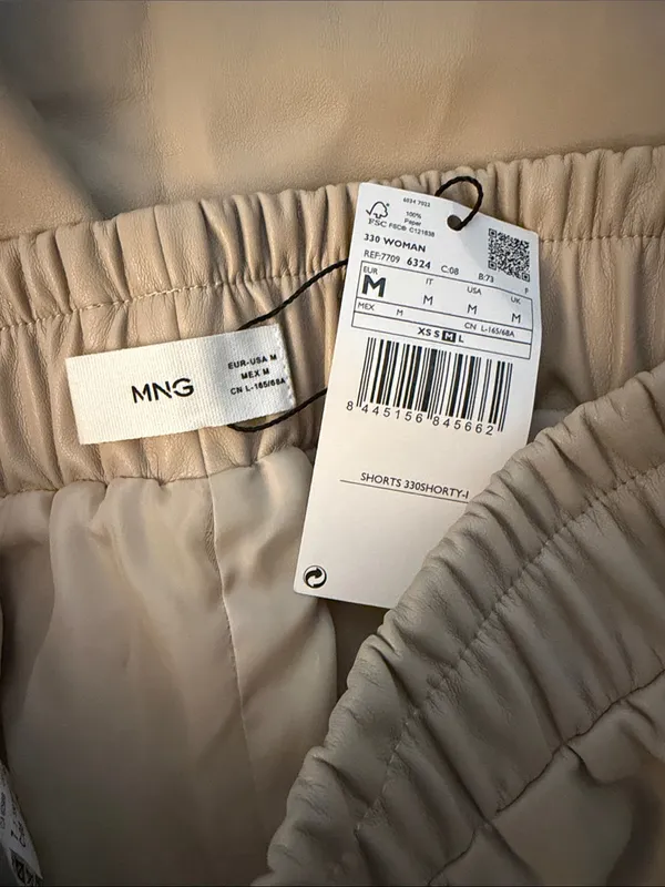 Mango High-Waist Faux Leather Tan Pull-On Shorts Size M NWT - Image 11