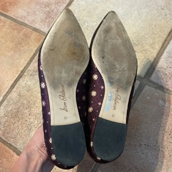 Sam Edelman maroon & gold floral print ballet flat - Image 6